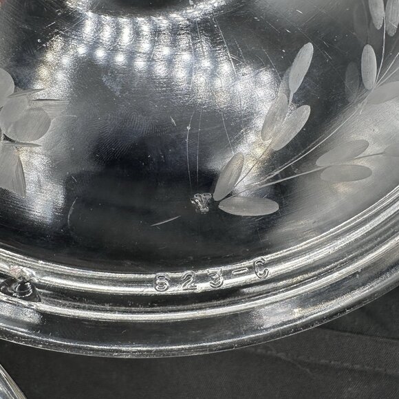 Vtg Pyrex Clear Glass Casserole w/ Etched Floral Lid 023 1.5 QT 623-C 1950s-60s - Picture 12 of 16